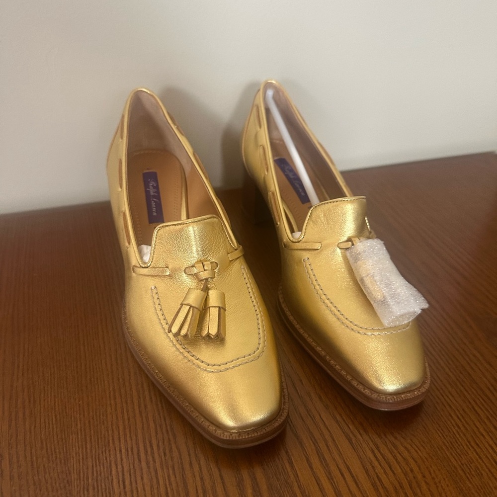 Ralph Lauren vayden Metallic Gold Tassel Loafers